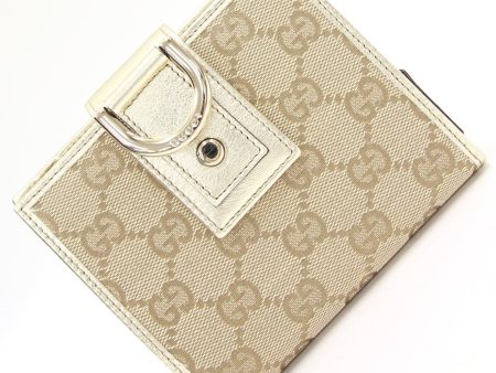 Gucci Folio Wallet GG Canvas 154255 Beige Gold Leather Women s Round GUCCI Cheap