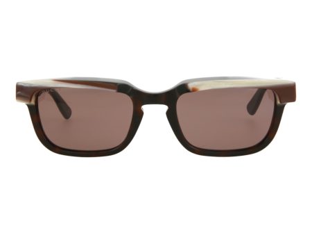 Gucci Mens Square Rectangle Havana Havana Brown Fashion Designer Eyewear Sale