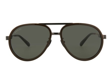 Gucci Mens Aviator Brown Ruthenium Grey Fashion Designer Eyewear Online Sale