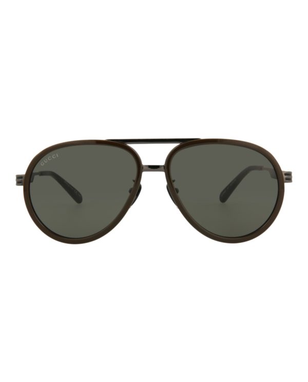 Gucci Mens Aviator Brown Ruthenium Grey Fashion Designer Eyewear Online Sale