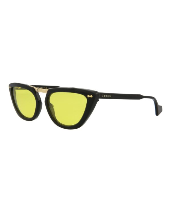 Gucci Mens Cat Eye Black Black Yellow Fashion Designer Eyewear Online now