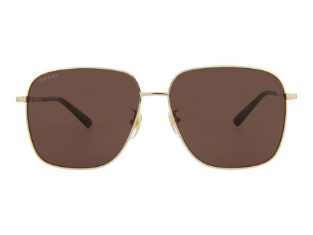 Gucci Mens Square Rectangle Gold Gold Brown Fashion Designer Eyewear Supply