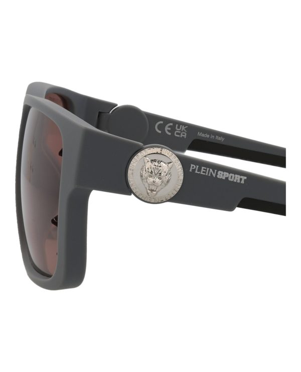 Philipp Plein Mens Square Rectangle Grey Grey Pink Fashion Designer Eyewear Fashion