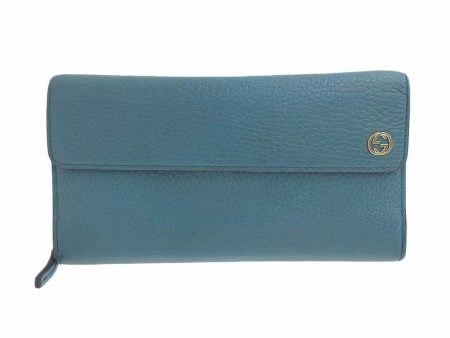 Gucci Interlocking G Round Zipper Long Wallet Leather Green Series 449397 1147 Online Sale