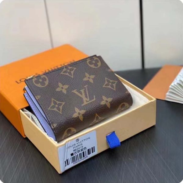 Louis Vuitton Unisex LV Lisa Wallet Iris Purple Monogram Coated Canvas Grained Cowhide Leather Sale