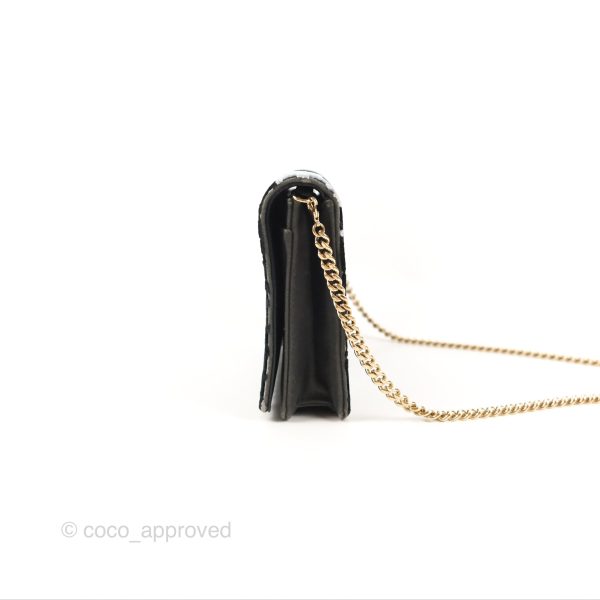 Dior Diorama Oblique Wallet On Chain WOC Black White Velvet Online