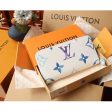 Louis Vuitton LV Unisex Zippy Wallet Blue Monogram Coated Canvas Zip Closure Online Hot Sale