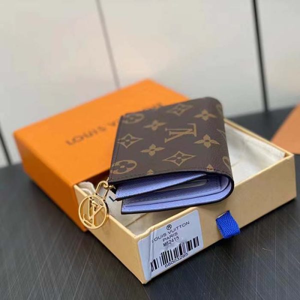 Louis Vuitton Unisex LV Lisa Wallet Iris Purple Monogram Coated Canvas Grained Cowhide Leather Sale