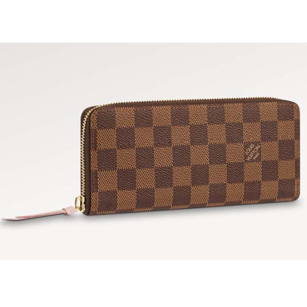 Louis Vuitton LV Unisex Clémence Wallet Brown Pink Damier Ebene Coated Canvas Supply