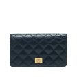 2.55 Reissue Long Fold Navy Wallet in Distressed Leather, Gold hardware Sale