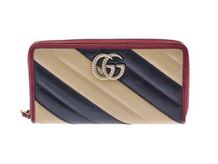 Gucci GG Marmont Round Long Wallet Beige Black Red 573810 Women s Leather Sale