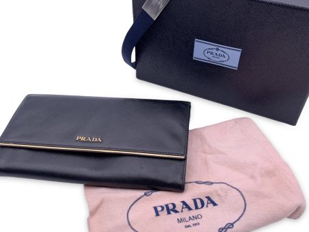 Prada Black Saffiano Leather Large Contnental Wallet 1Mh311 Hot on Sale