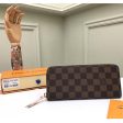 Louis Vuitton LV Unisex Clémence Wallet Brown Pink Damier Ebene Coated Canvas Supply