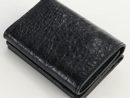 BALENCIAGA 477455 Mini wallet trifold wallet compact leather color black unisex Fashion