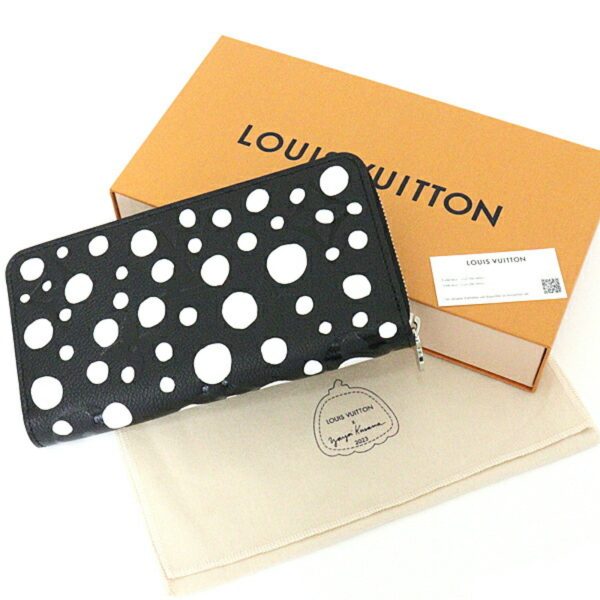 LOUIS VUITTON Yayoi Kusama LV x YK Zippy Round Long Wallet M81906 Black White For Cheap