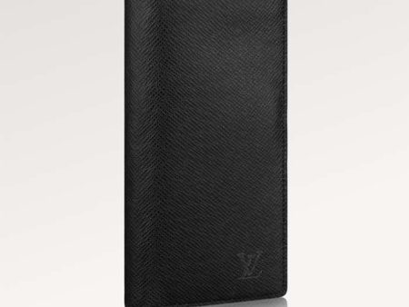 Louis Vuitton Unisex Brazza Wallet Taïga Leather Stamped LV Initials Grained Calfskin For Discount