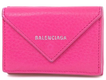 BALENCIAGA Tri-fold wallet 391446 leather pink Paper mini Women For Cheap