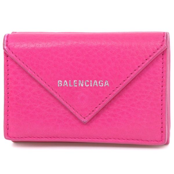 BALENCIAGA Tri-fold wallet 391446 leather pink Paper mini Women For Cheap