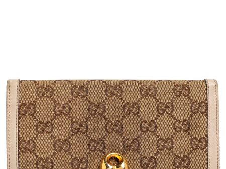 Gucci Beige Ivory GG Canvas and Leather Continental Wallet For Cheap