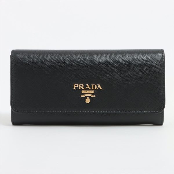 Black Large Saffiano Metal Leather Wallet Cheap