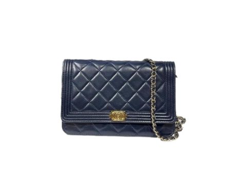 Boy Wallet On Chain Blue Lambskin GHW Discount