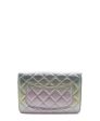 21k Gradient Metallic Calfskin Wallet on Chain Silver Blue Yellow Purple Hot on Sale