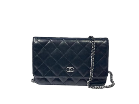 Classic Wallet on Chain Lambskin Black SHW Discount