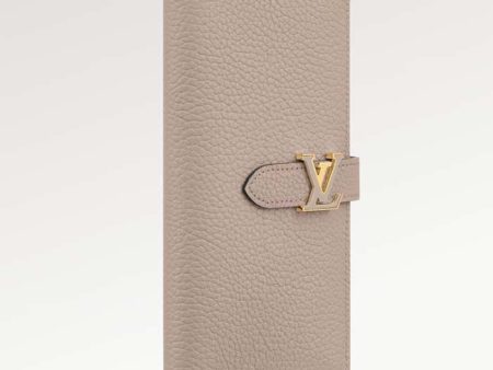 Louis Vuitton LV Unisex Vertical Wallet Galet Beige Aquamarine Blue Taurillon Cowhide Leather Sale