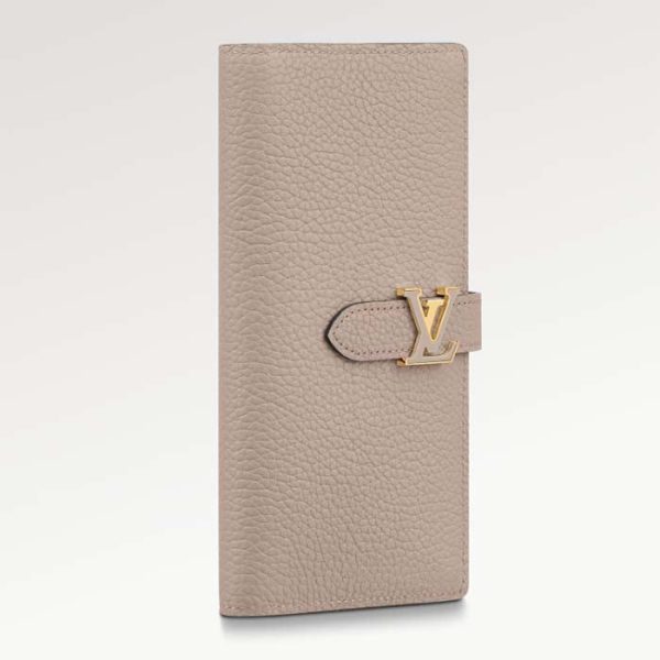 Louis Vuitton LV Unisex Vertical Wallet Galet Beige Aquamarine Blue Taurillon Cowhide Leather Sale