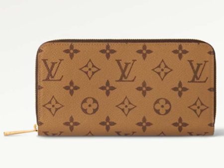 Louis Vuitton LV Unisex Zippy Wallet Monogram Reverse Coated Canvas Cowhide Leather For Sale