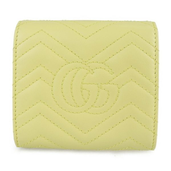 Gucci GG Marmont bi-fold wallet 598629 leather pastel yellow logo quilting L-shaped zipper compact Online