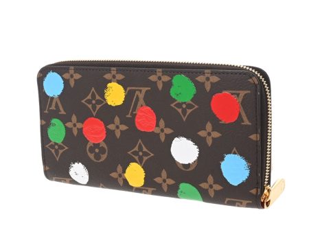 LOUIS VUITTON Monogram Painted Dot LV x YK Yayoi Kusama Zippy Brown M81864 Long Wallet Sale