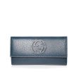 Gucci wallet Women s leather large check book style Navy 231843 Online Sale