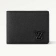 Louis Vuitton Unisex Multiple Wallet Black Grained Cowhide Leather Textile Lining Sale