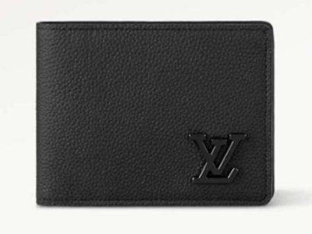 Louis Vuitton Unisex Multiple Wallet Black Grained Cowhide Leather Textile Lining Sale