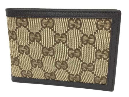 GUCCI 292534 GG canvas bi-fold wallet (ri) beige x dark brown men s Online