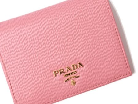 Prada wallet Prada fold 1MV204 VITELLO MOVE embossed leather GERANIO light pink Discount