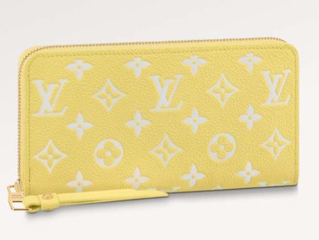 Louis Vuitton LV Unisex Zippy Wallet Yellow Monogram Empreinte Embossed Supple Grained Cowhide Supply