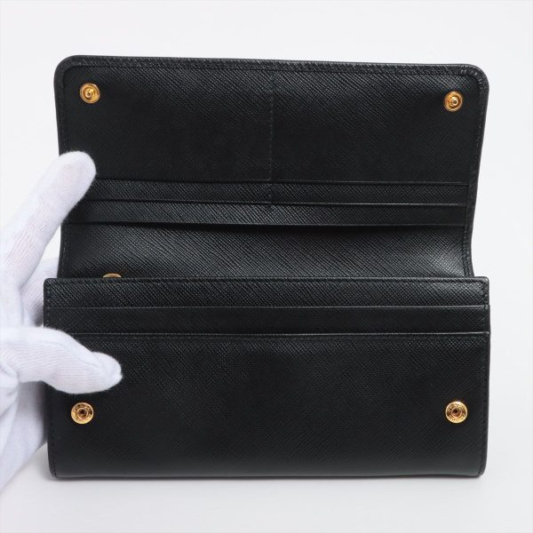 Black Large Saffiano Metal Leather Wallet Cheap