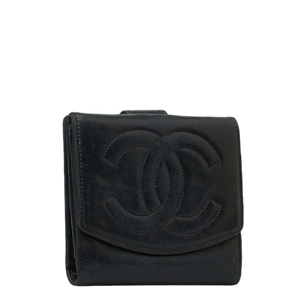 Chanel Decacoco Double Hook Bifold Wallet Leather Short Wallet 4366719 in Good condition Online Hot Sale