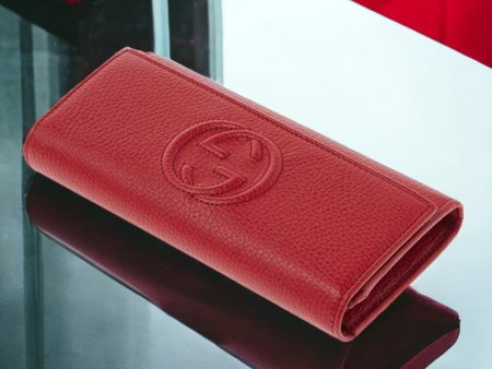 Gucci 598206 A7M0G 6523 Women s Red Calf-Skin Leather Flap-Closure Wallets (GGWW3609) Discount