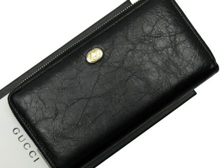 Gucci round wallet GG black silver gold leather 575988 Online now