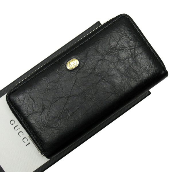 Gucci round wallet GG black silver gold leather 575988 Online now