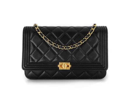 Boy Wallet on Chain in Black Quilted Lambskin Fashion