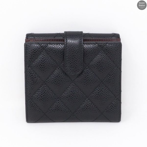 Bi-Fold CC Wallet Black Caviarskin Leather For Cheap