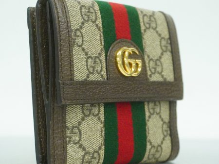 GUCCI  Ophidia Bi-fold Wallet Gold Metal Fittings 523173 Women s GG Supreme Cheap