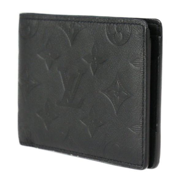 LOUIS VUITTON Portefeuille Multiple Bifold Wallet M62901 Monogram Shadow Noir Black For Sale