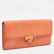 PRADA Orange Leather Pushlock Flap Continental Wallet on Sale