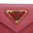 Prada 1MH021 Saffiano compact wallet pink tri-fold ladies mini Fashion