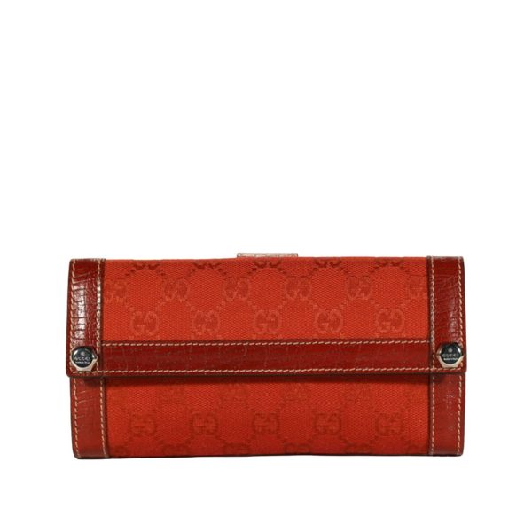 Gucci Women s Wallet Large GG logo fabric & leather Checkbook Red 231839 Sale